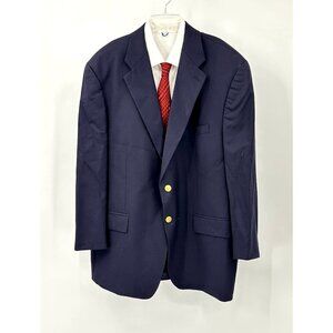 PEERLESS MAN jacket blazer sport coat 100% wool gold buttons navy blue 48L